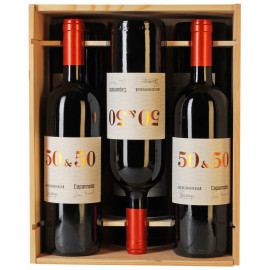 50 & 50 Merlot Sangiovese in Original-Holzkiste (6 x 0,75 l)