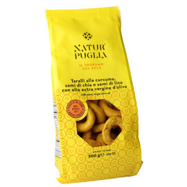 Taralli alla Curcuma, Semi di Chia e Semi di Lino 200 g